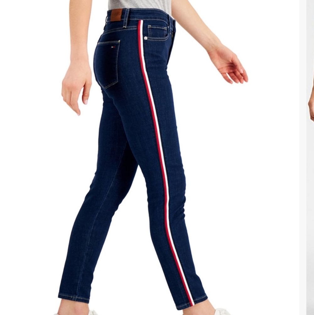 Tommy Hilfiger Mid-Rise Straight Leg Jeans – Size 4 – Side Stripe